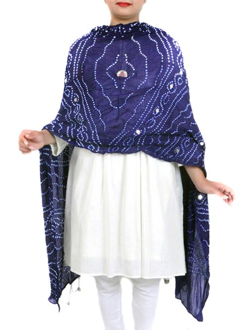 blue cotton bandhani dupatta - 12381095 - Very Small Image - 1