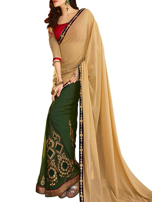 multicolored georgette half & half saree - 12382381 - Very Small Image - 1