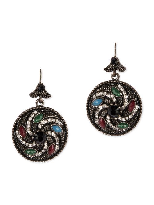 Antique gold embellished metal drop earrings - 12383505 - Very Small Image - 1