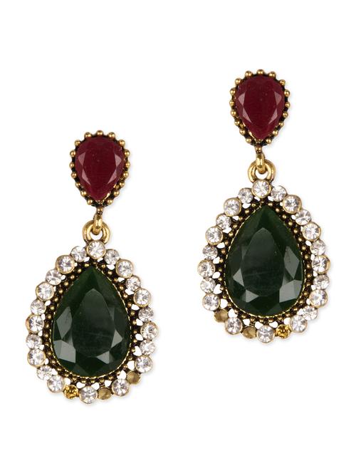 Multicoloured embellished metal drop earrings - 12383510 - Very Small Image - 1