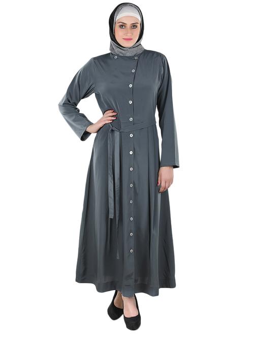 solid grey abaya - 12391680 - Very Small Image - 1