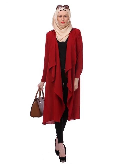 red crepe long shrug - 12392318 - Very Small Image - 1