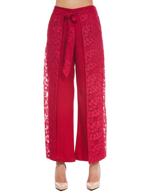 red rayon palazzo - 12394131 - Very Small Image - 1