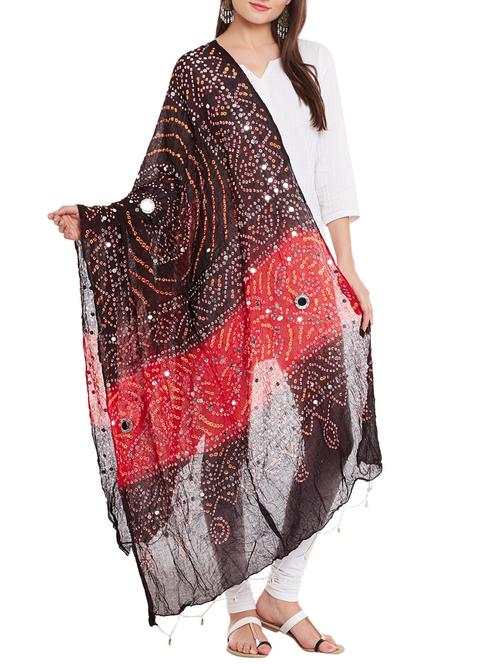 multicolored cotton bandhani dupatta - 12394686 - Very Small Image - 1