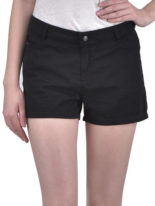 solid black cotton twill shorts - 1239811 - Very Small Image - 1