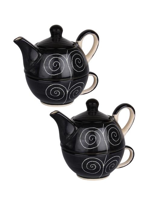 vareesha ceramic black tea pot with cup set of 2 - 12399435 - Very Small Image - 1
