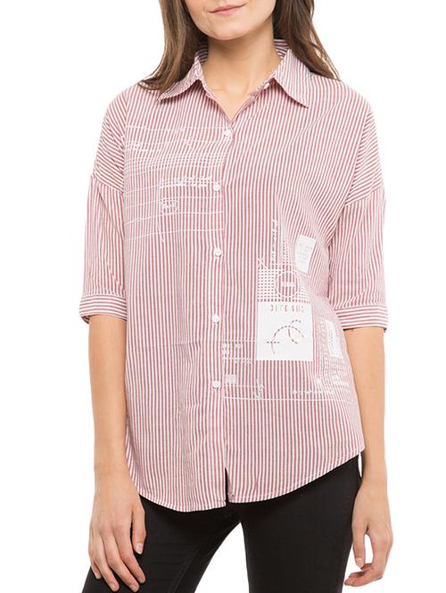 pink cotton regular shirt - 12399706 - Very Small Image - 1