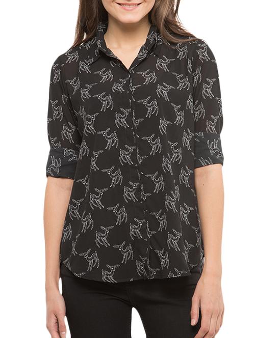 black polyester regular shirt - 12399707 - Very Small Image - 1