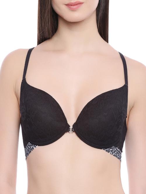 black nylon front open bra - 12399928 - Very Small Image - 1