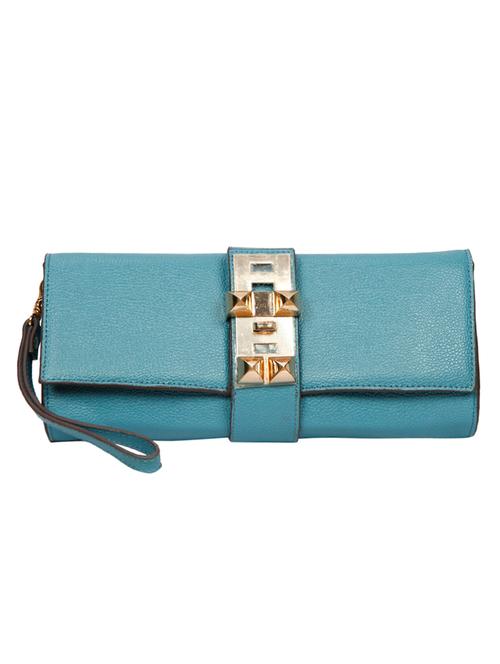 blue leatherette textured clutch - 12402839 - Very Small Image - 1