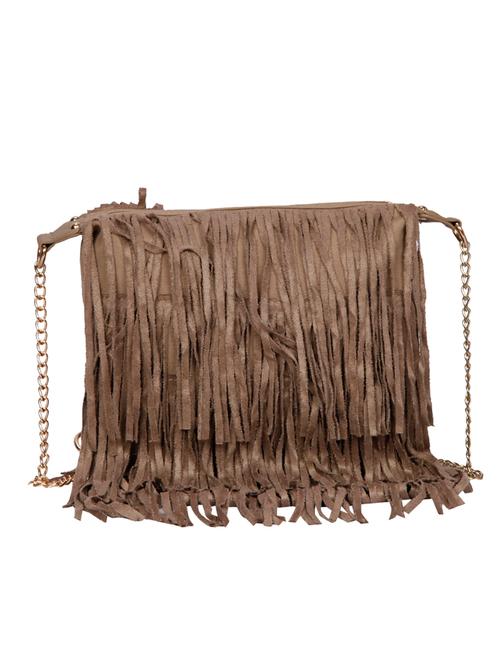 brown leatherette fringed sling bag - 12402849 - Very Small Image - 1