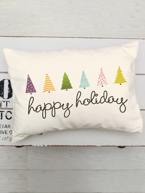 happy holiday printed cushion - 12402955 - Very Small Image - 1