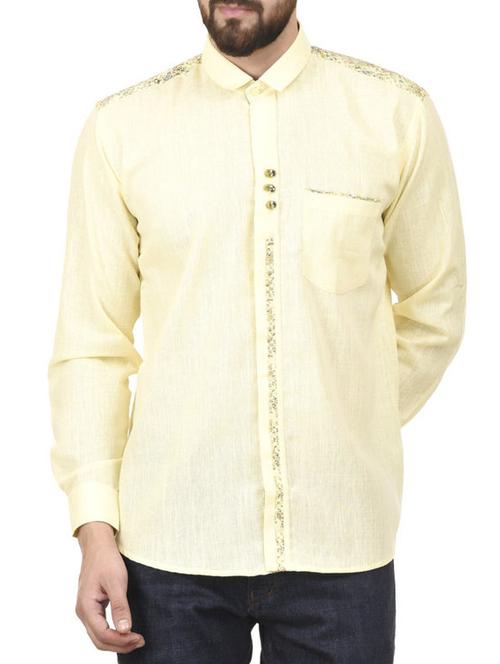 yellow linen casual shirt - 12403847 - Very Small Image - 1