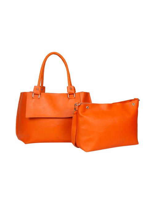orange leatherette handbag and sling combo - 12404063 - Very Small Image - 1