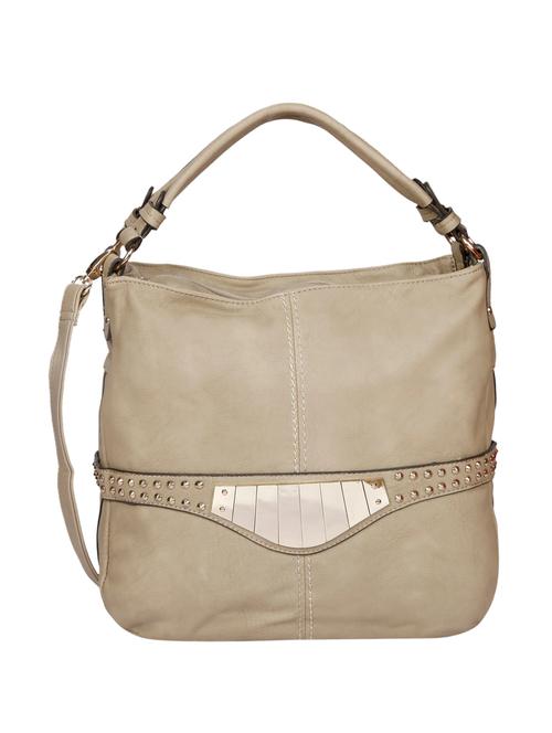 beige leatherette rivet handbag with sling - 12404071 - Very Small Image - 1