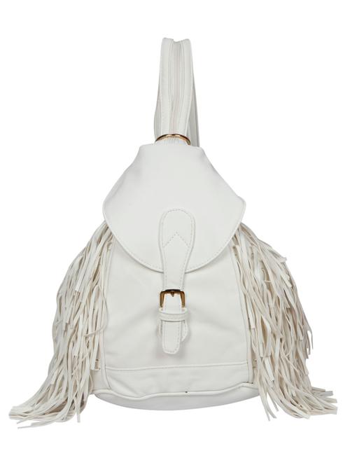white leatherette fringed backpack - 12404136 - Very Small Image - 1