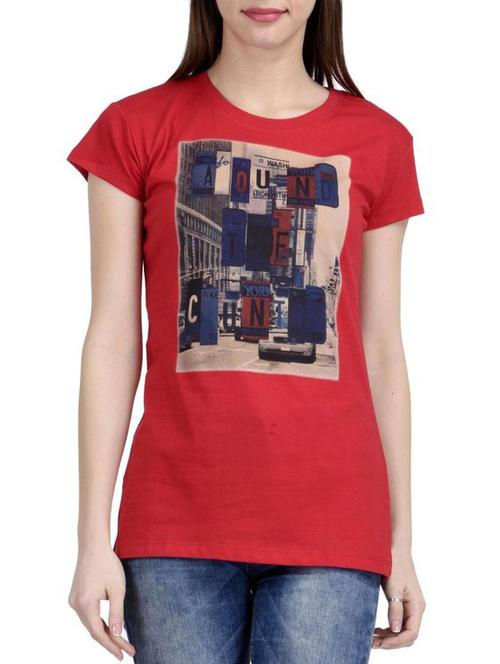 red cotton regular tshirt - 12404148 - Very Small Image - 1