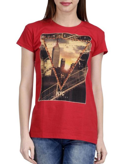 red cotton regular tshirt - 12404149 - Very Small Image - 1