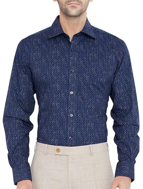 dark blue cotton casual shirt - 12406621 - Very Small Image - 1