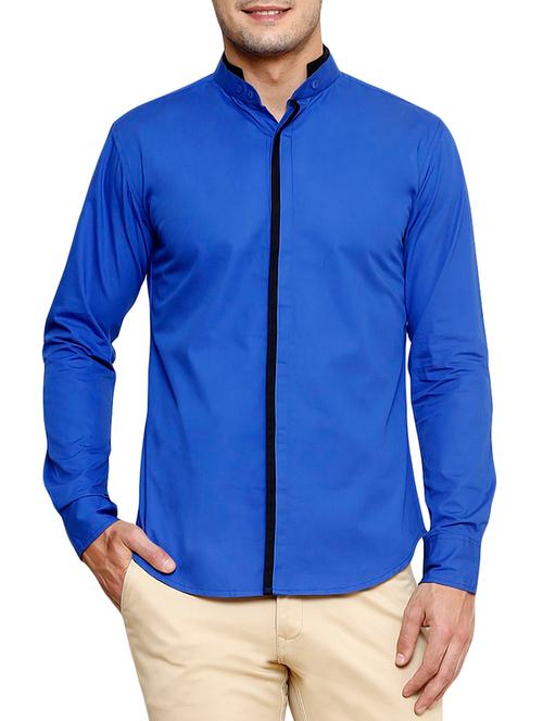 blue cotton casual shirt - 12407910 - Very Small Image - 1