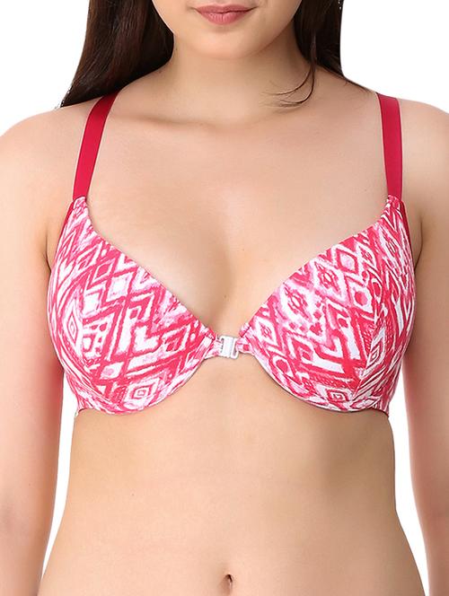 pink cotton front open bra - 12409838 - Very Small Image - 1