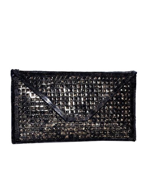 black cotton studded envelope clutch - 12410066 - Very Small Image - 1