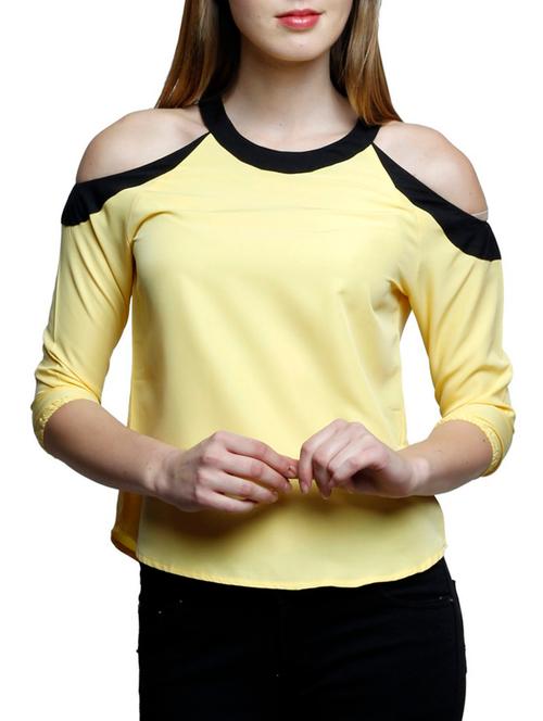 yellow cold shoulder top - 12410131 - Very Small Image - 1
