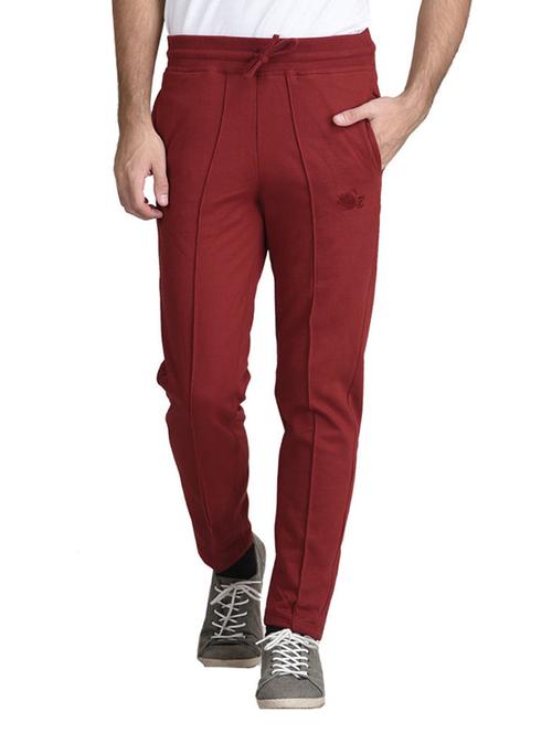 red cotton full length track pant - 12411234 - Very Small Image - 1