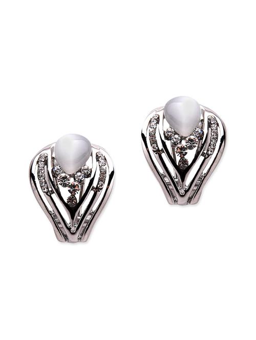 white metal studs earring - 12411322 - Very Small Image - 1
