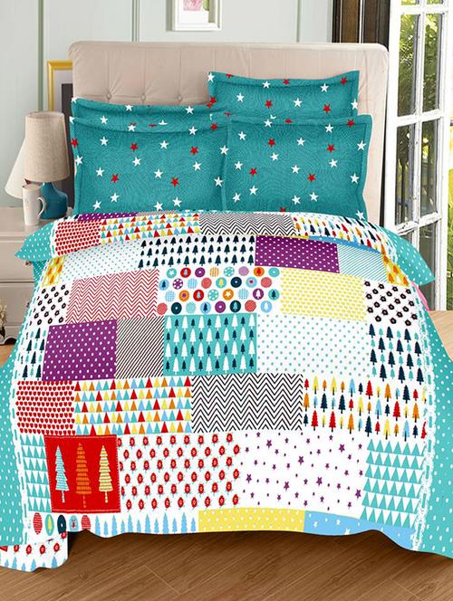 always plus green printed double bedsheet (1 double bedsheet with 2 pillow cover) - 12413276 - Very Small Image - 1