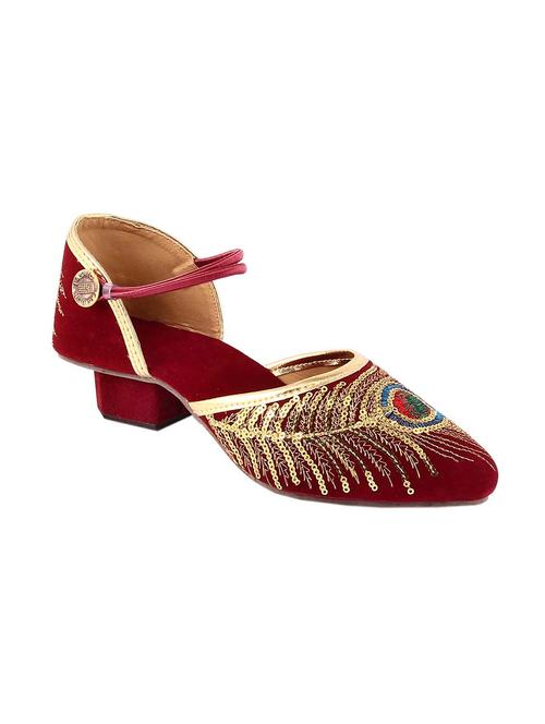 red embroidered closed back juits & mojaris - 12415074 - Very Small Image - 1