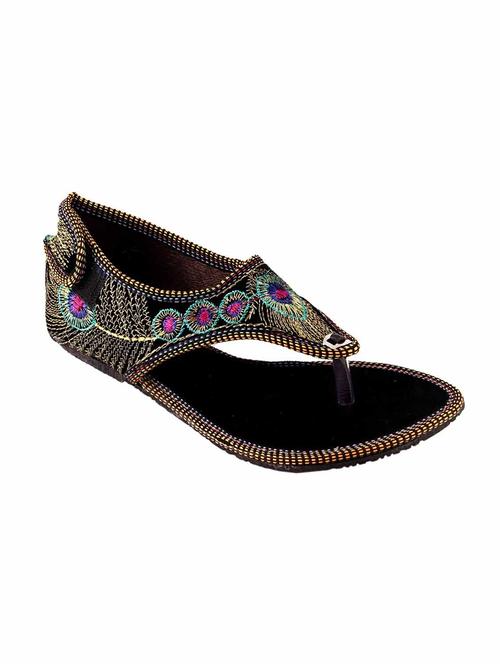 black embroidered ethnic sandals - 12415079 - Very Small Image - 1