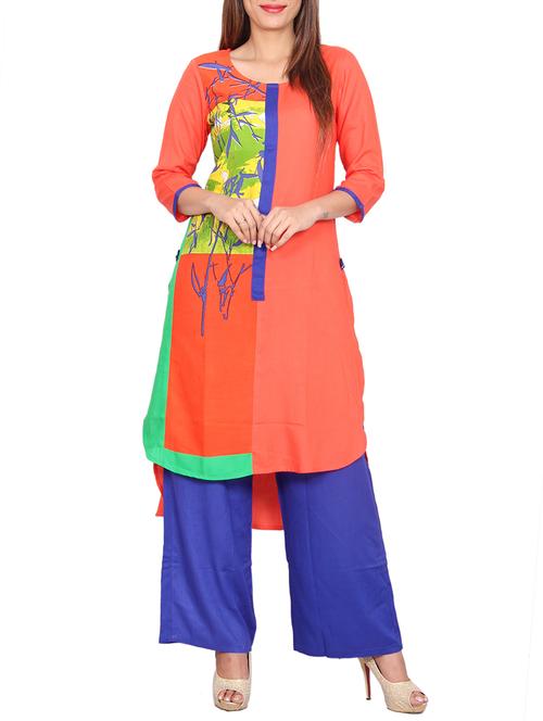red rayon straight kurta - 12417237 - Very Small Image - 1