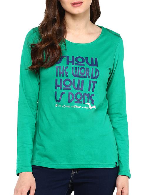 green printed cotton regular tee - 12417996 - Very Small Image - 1