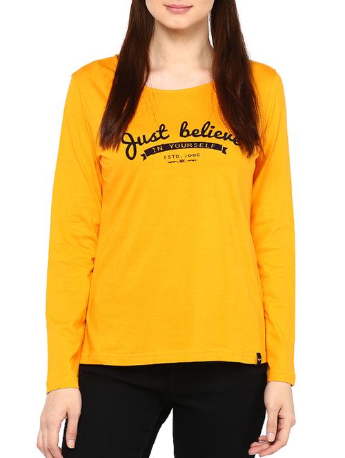 yellow printed cotton regular tee - 12418007 - Very Small Image - 1