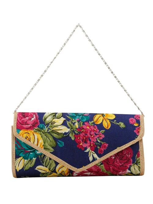 blue flex floral printed clutch cum sling - 12421947 - Very Small Image - 1