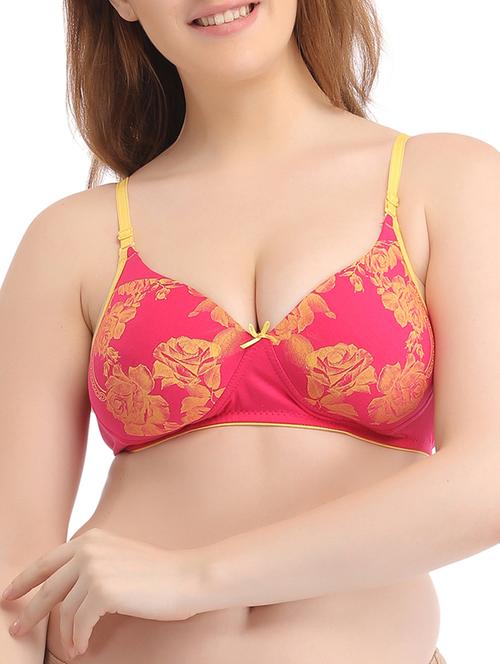 pink cotton regular bra - 12422065 - Very Small Image - 1