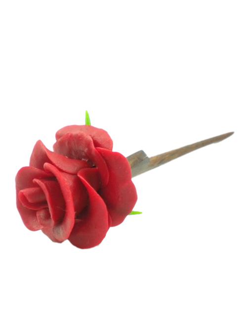 hand made wooden juda pin with procelain clay work - 12422982 - Very Small Image - 1