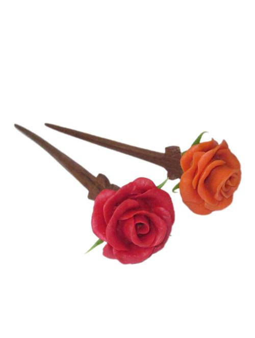 hand made wooden juda pin with procelain clay work - 12423203 - Very Small Image - 1