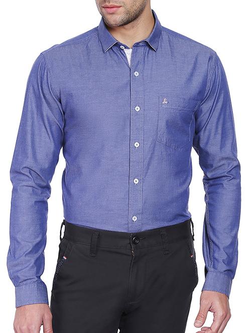blue cotton casual shirt - 12424072 - Very Small Image - 1