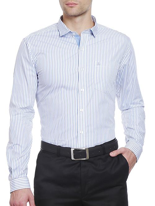 light blue striped cotton formal shirt - 12424076 - Very Small Image - 1
