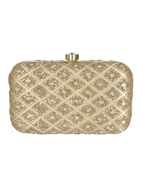 golden embellished cotton box clutch - 12425921 - Very Small Image - 1