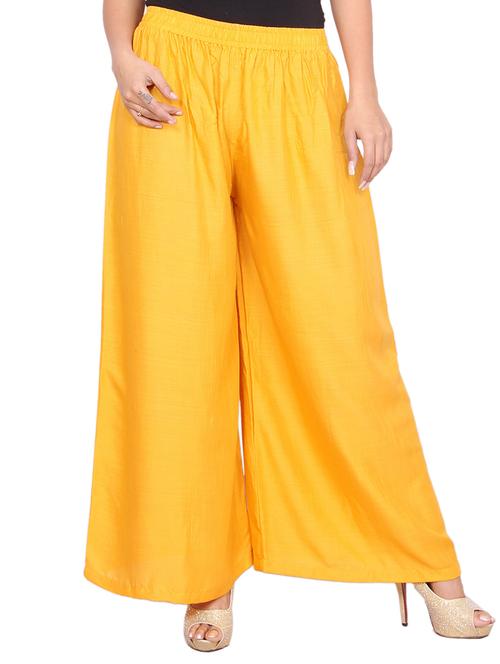 yellow viscose palazzos - 12426072 - Very Small Image - 1