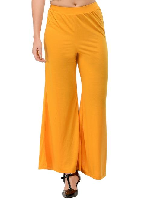 yellow viscose palazzos - 12426148 - Very Small Image - 1