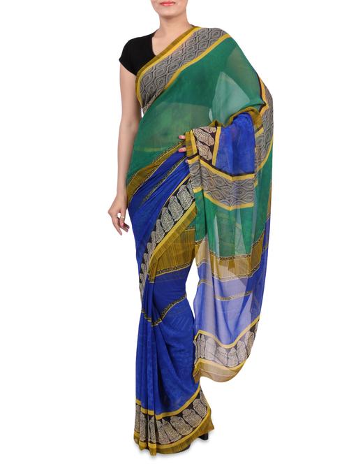 multi color printed georgette saree with blouse - 1242682 - Very Small Image - 1