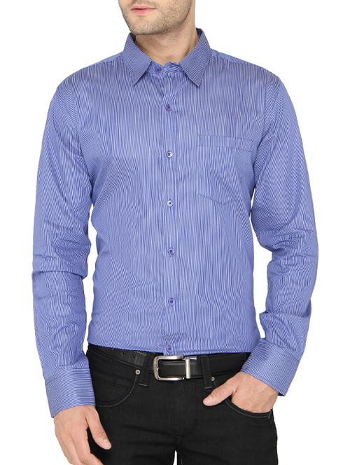 blue striped cotton formal shirt - 12427809 - Very Small Image - 1
