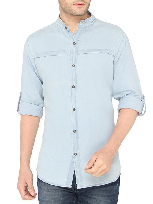 light blue cotton casual shirt - 12427810 - Very Small Image - 1