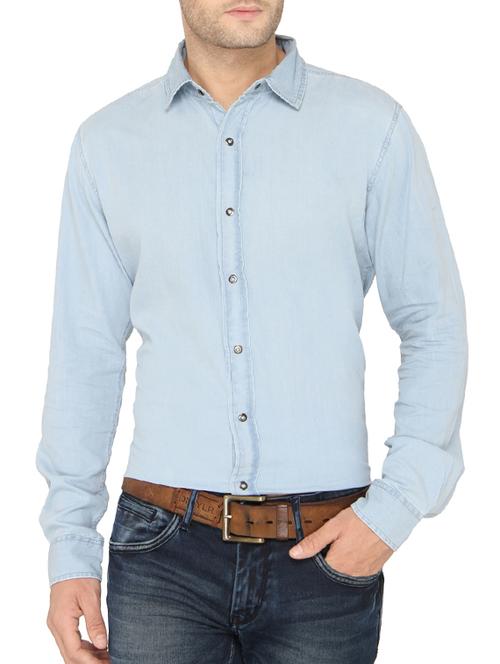 light blue cotton casual shirt - 12427814 - Very Small Image - 1