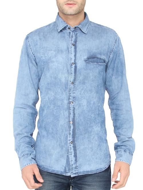 light blue cotton casual shirt - 12427816 - Very Small Image - 1