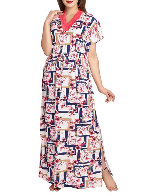 multicolored floral printed satin gown - 12427882 - Very Small Image - 1